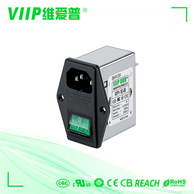 মেটাল কেস IEC সকেট EMI ফিল্টার 6A AC 250V সারফেস মাউন্ট